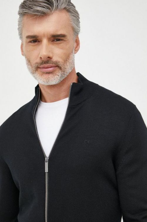 Vlnený sveter Calvin Klein pánsky, čierna farba,