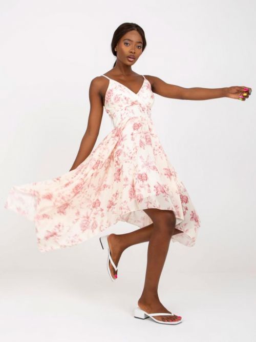 Šaty DHJ SK 15952 2.27X svetlo béžová jedna veľkosť