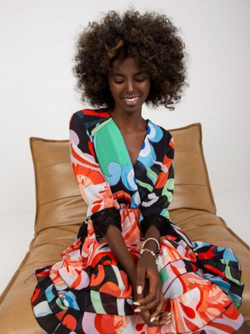 Šaty DHJ SK 0997 2.34X čierna a zelená jedna veľkosť