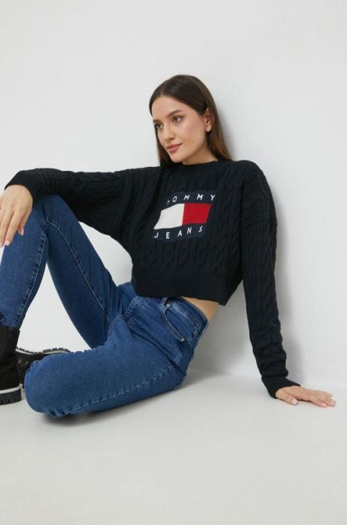 Sveter Tommy Jeans dámsky, čierna farba,
