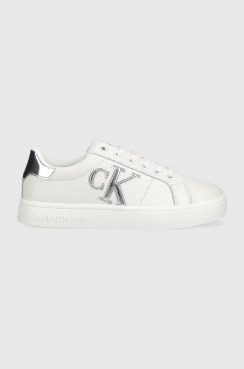 Kožené tenisky Calvin Klein Jeans Classic Cupsole Laceup Low biela farba,