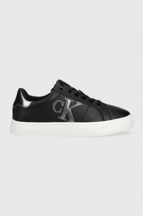 Kožené tenisky Calvin Klein Jeans Classic Cupsole Laceup Low čierna farba,