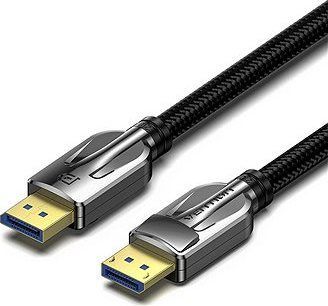 Vention Cotton Braided DP 2.0 Male to Male 8K HD Cable 1,5 m Black Zinc Alloy Type