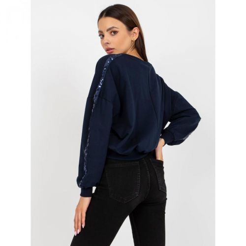 Navy blue short sweatshirt without a hood with the RUE PARIS application