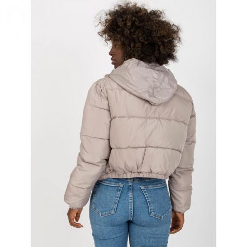 Iseline Light Gray Short Hooded Winter Jacket