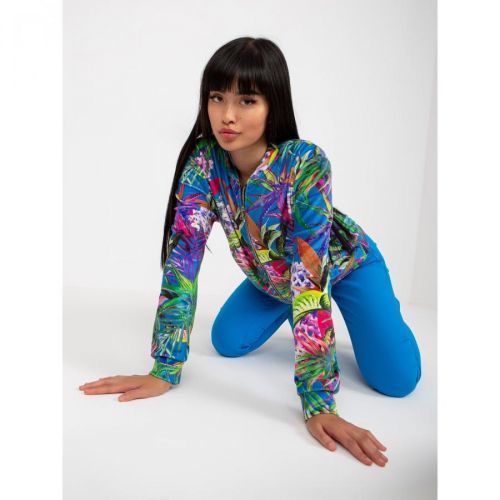 Blue and purple bomber sweatshirt with RUE PARIS print