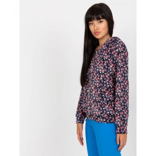 Navy and pink velor sweatshirt with a RUE PARIS print