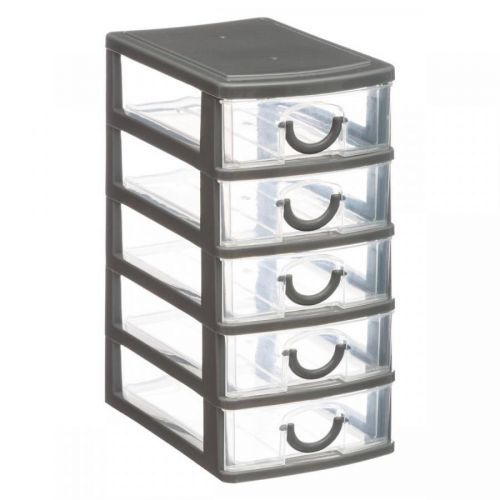Mini organizér na drobnosti s 5 zásuvkami Poks šedý