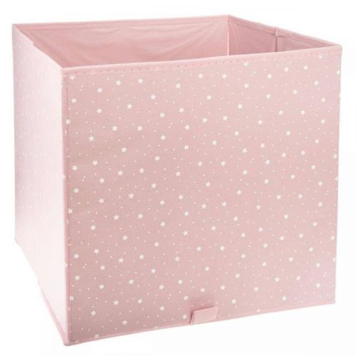 Textilní koš na hračky Pink Stars 29x29 cm růžový
