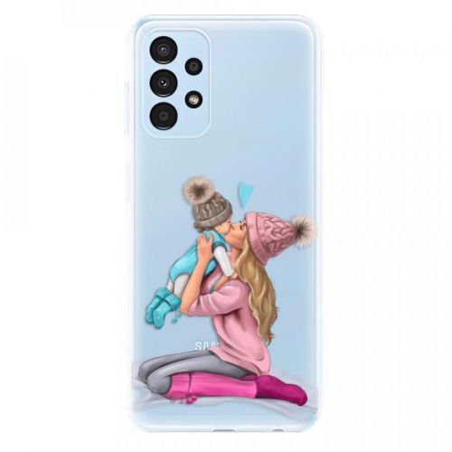Odolné silikónové puzdro iSaprio - Kissing Mom - Blond and Boy - Samsung Galaxy A13