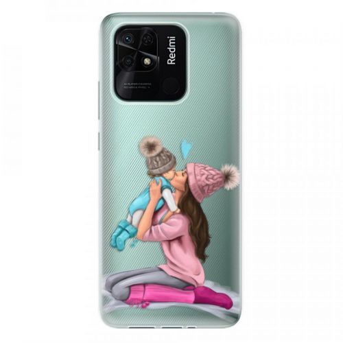 Odolné silikónové puzdro iSaprio - Kissing Mom - Brunette and Boy - Xiaomi Redmi 10C