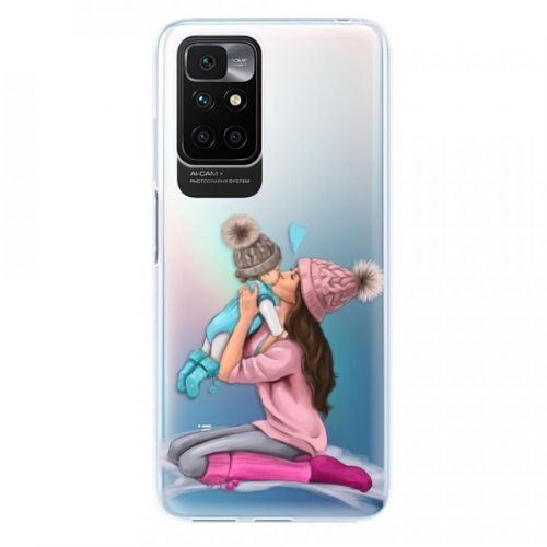 Odolné silikónové puzdro iSaprio - Kissing Mom - Brunette and Boy - Xiaomi Redmi 10