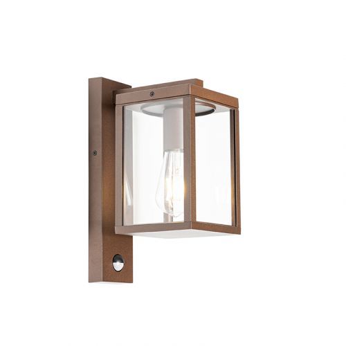 Buiten wandlantaarn roestbruin met bewegingssensor IP44 - Charlois