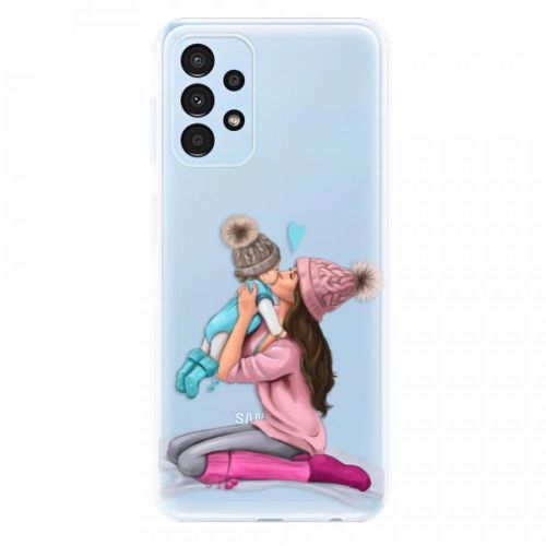 Odolné silikónové puzdro iSaprio - Kissing Mom - Brunette and Boy - Samsung Galaxy A13