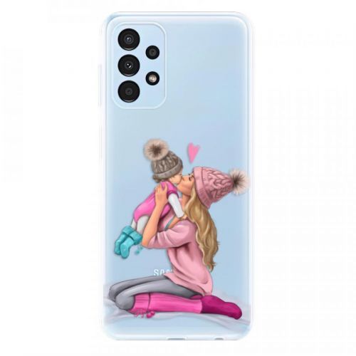 Odolné silikónové puzdro iSaprio - Kissing Mom - Blond and Girl - Samsung Galaxy A13