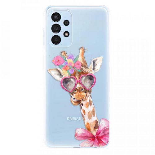 Odolné silikónové puzdro iSaprio - Lady Giraffe - Samsung Galaxy A13