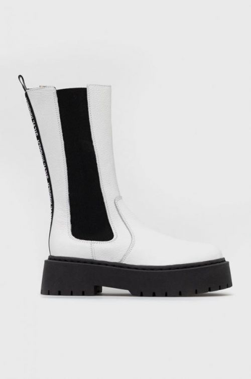 Kožené topánky chelsea Steve Madden Vivianne dámske, biela farba, na platforme,