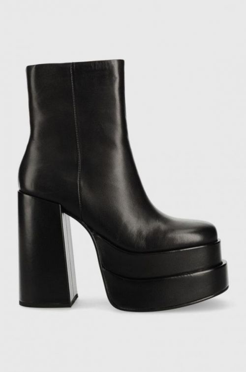 Kožené členkové topánky Steve Madden Cobra dámske, čierna farba, na podpätku,