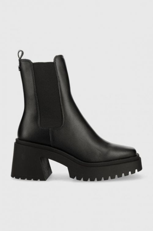 Kožené topánky chelsea Steve Madden Parkway dámske, čierna farba, na podpätku,