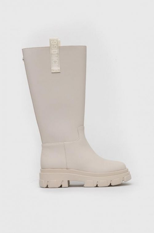 Vysoké čižmy Steve Madden Lodge dámske, béžová farba, na platforme,