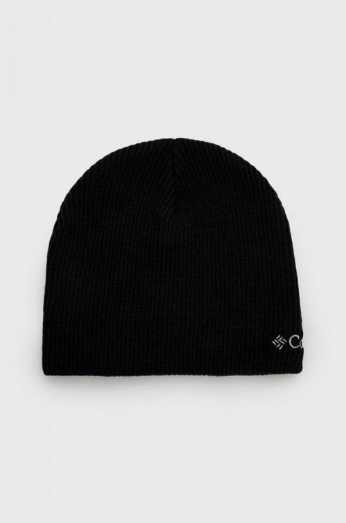 Čiapka Columbia čierna farba biela, z tenkej pleteniny,