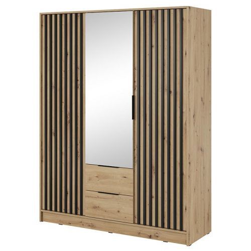 Szafa Nelly 3d Zrkadlo Dub Artisan/Čierna