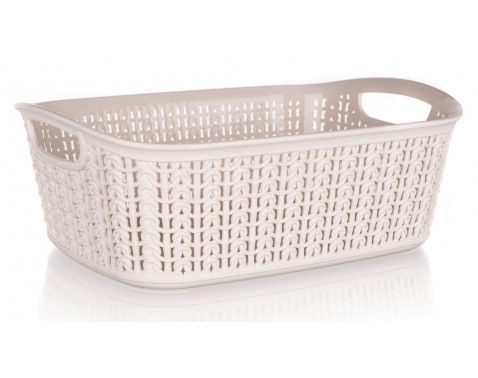 Úložný košík 3 l, krémový, ratanový vzhľad%