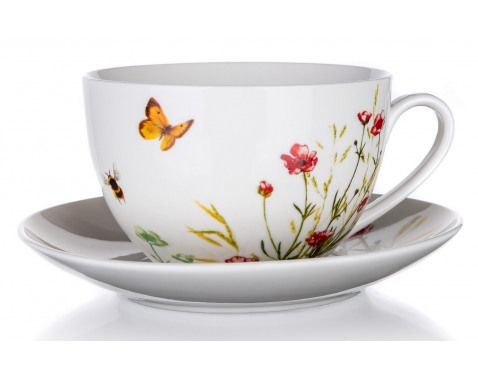 Šálka s tanierikom Lúčne kvety, 240 ml%