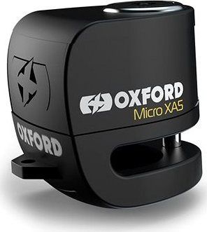 OXFORD Zámok kotúčovej brzdy Micro XA5 (integrovaný alarm, čierny, priemer čapu 5,5 mm)