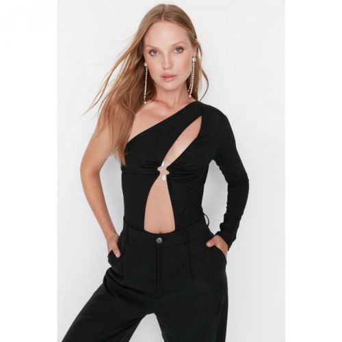 Trendyol Black Stone Accessory Detailed Knitted Body