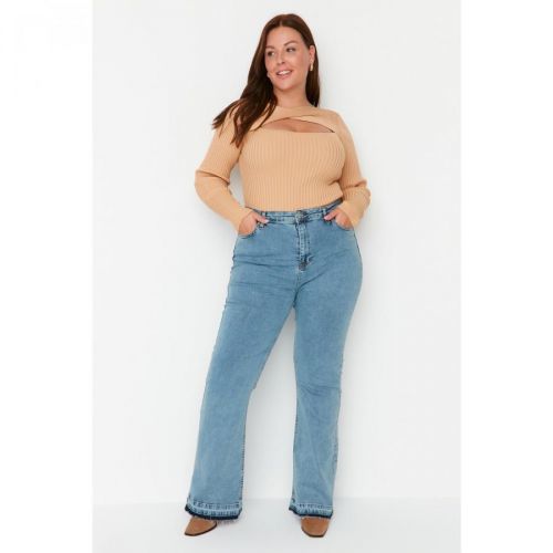 Trendyol Curve Light Blue High Waist Flare Fit Jeans