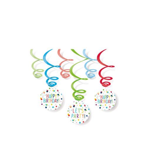 Amscan Dekoračné víry - Happy Birthday Konfety