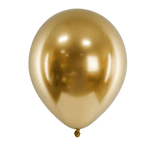 PartyDeco Latexový balón - Chrómovo zlatý 10 ks