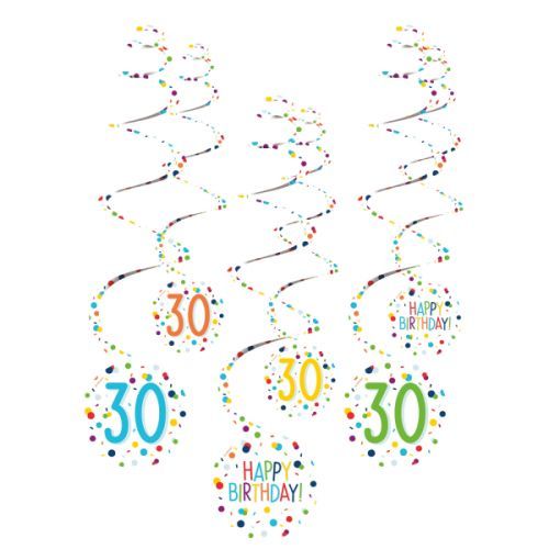 Amscan Dekoračné víry - Happy Birthday Konfety 30