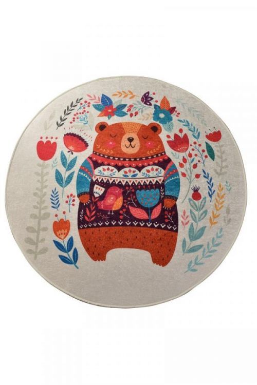 Dětský kulatý koberec Sweet Bear 140 cm vícebarevný