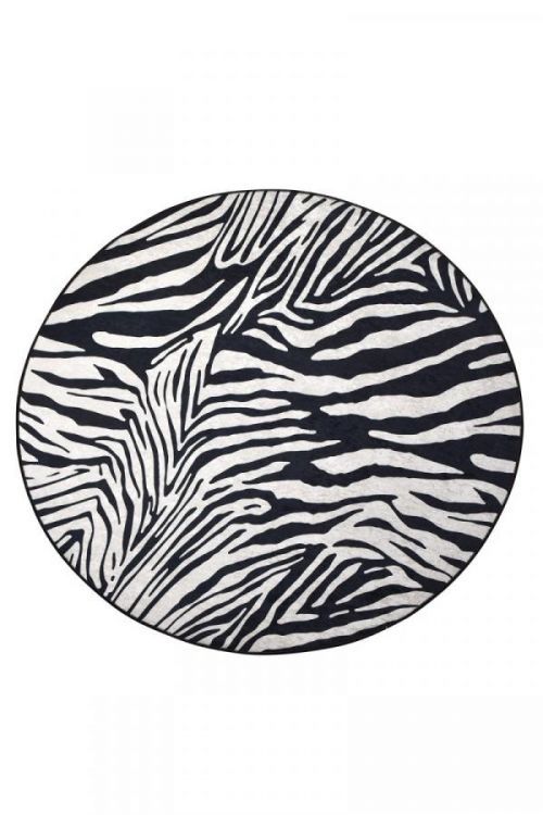 Kulatý koberec Zebra 140 cm bílý/černý