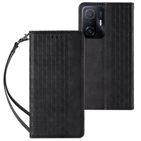 MG Magnet Strap knižkové kožené puzdro na Samsung Galaxy A12 5G, čierne