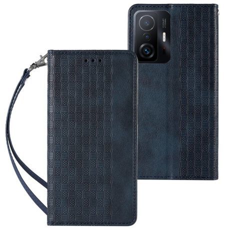MG Magnet Strap knižkové kožené puzdro na Xiaomi Redmi Note 11 Pro, modré