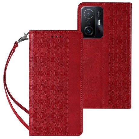 MG Magnet Strap knižkové kožené puzdro na Xiaomi Redmi Note 11 Pro, červené