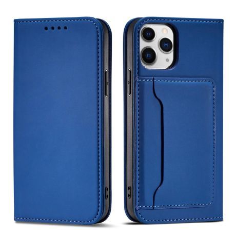 MG Magnet knižkové kožené puzdro na iPhone 12 Pro, modré