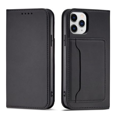 MG Magnet knižkové kožené puzdro na iPhone 12 Pro Max, čierne