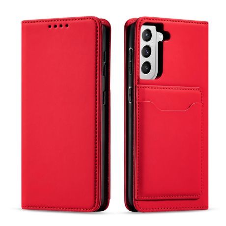 MG Magnet knižkové kožené puzdro na Samsung Galaxy S22 Plus, červené