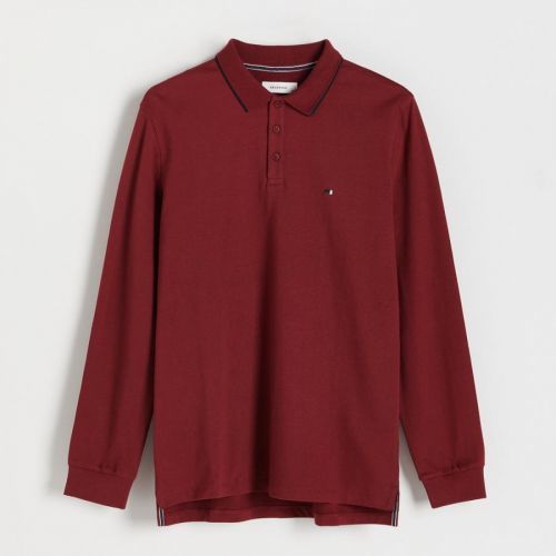 Reserved - Tričko polo s dlhými rukávmi comfort fit - Bordový