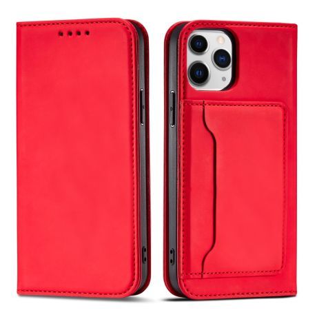 MG Magnet knižkové kožené puzdro na iPhone 12 Pro, červené