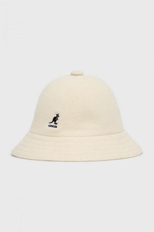 Vlnený klobúk Kangol krémová farba, vlnený