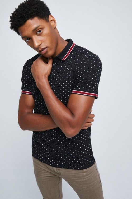 Polo tričko Medicine pánske, čierna farba, vzorované