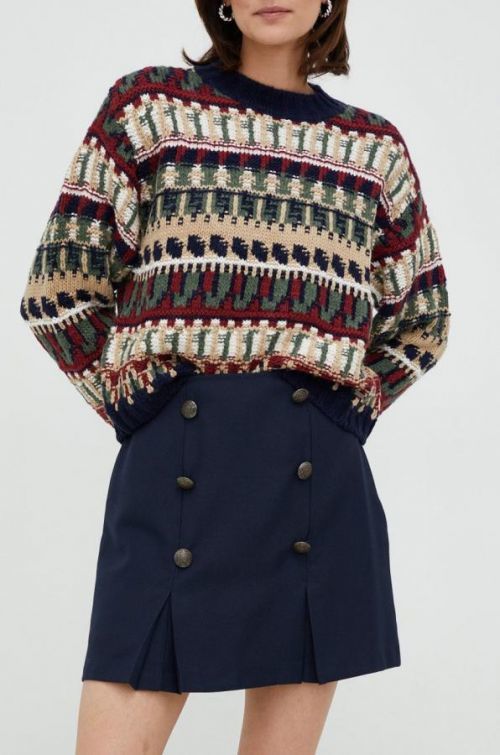 Sukňa Pepe Jeans tmavomodrá farba, mini, áčkový strih