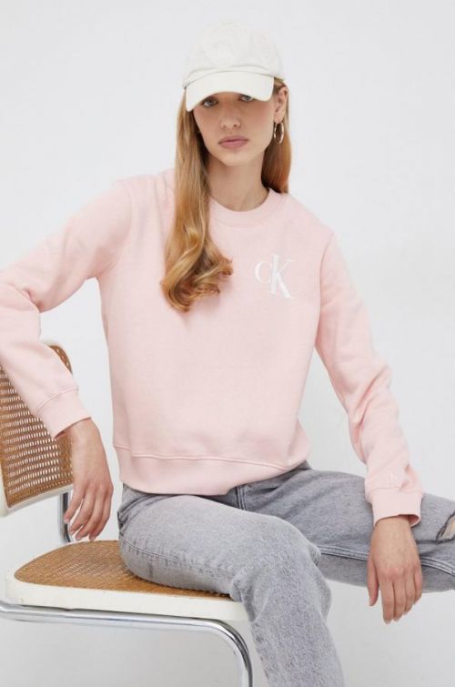 Mikina Calvin Klein Jeans dámska, ružová farba, s potlačou