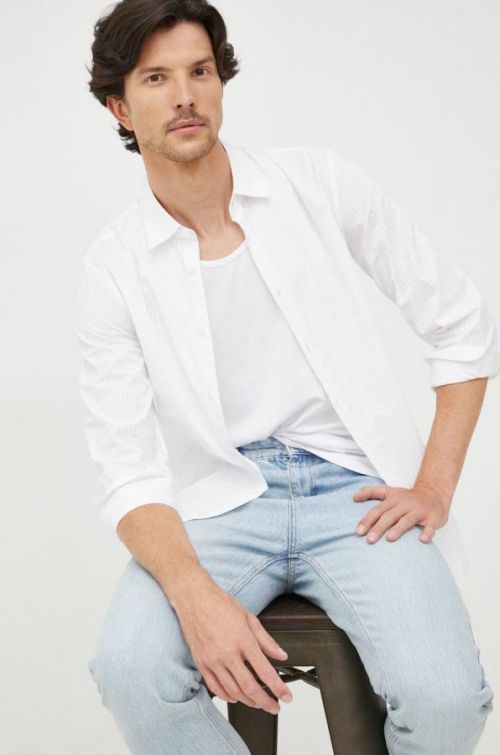 Bavlnená košeľa United Colors of Benetton pánska, biela farba, regular, s klasickým golierom