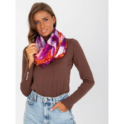 Purple cotton scarf with a motif